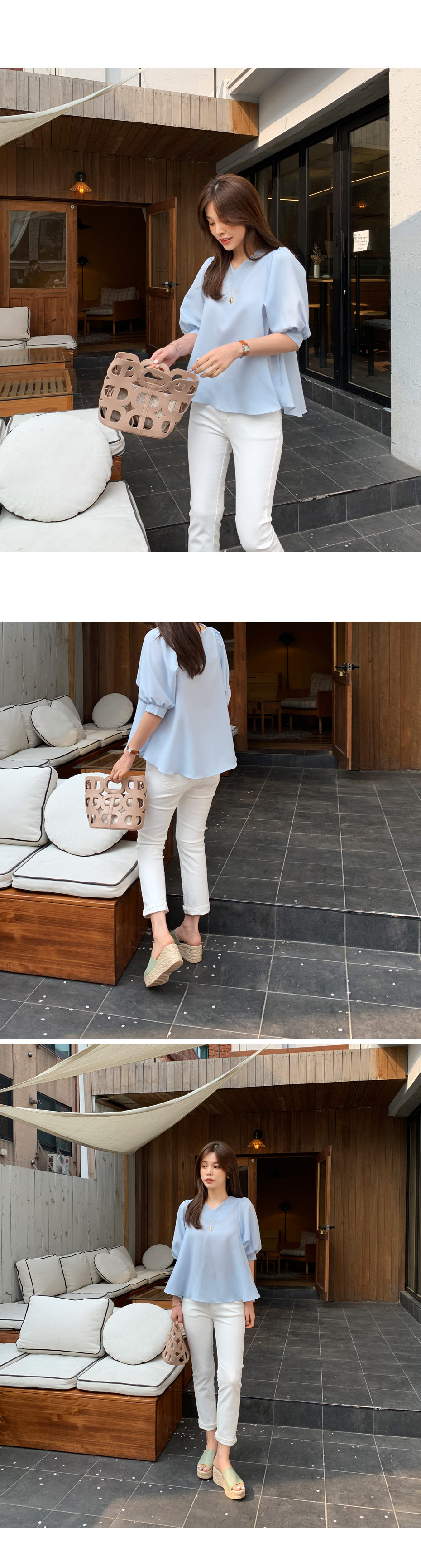 Vネックパフブラウス・全5色 | DHOLIC PLUS | 詳細画像2