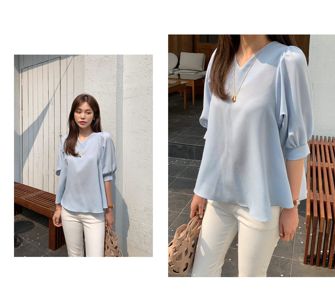 Vネックパフブラウス・全5色 | DHOLIC PLUS | 詳細画像6