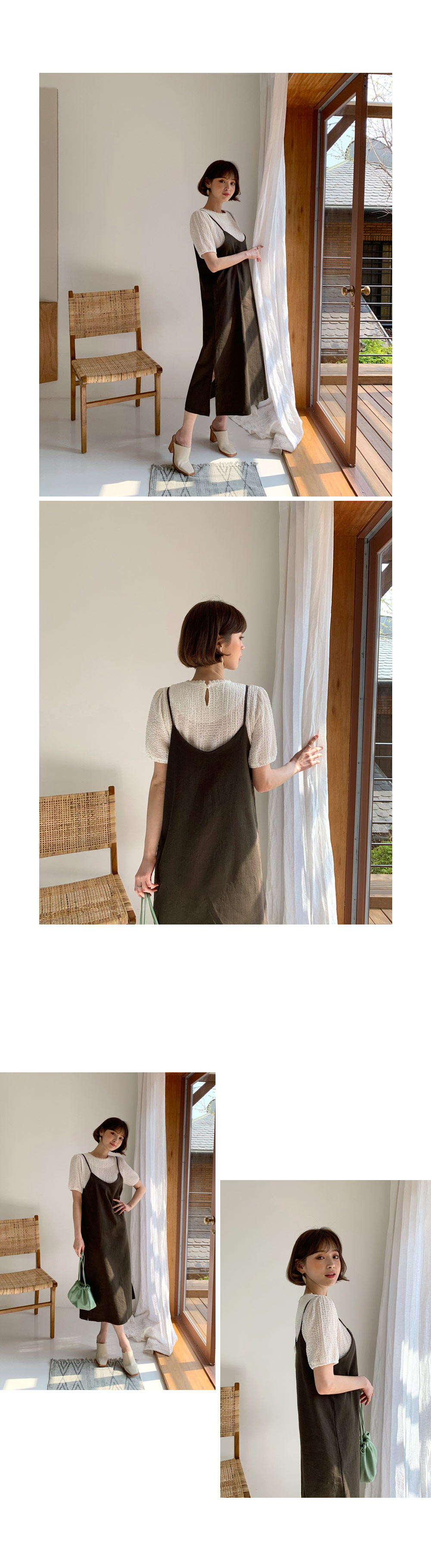 リネン混キャミワンピース・全3色 | レディースファッション通販