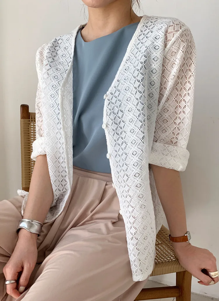 レースボタンカーディガン・全2色 | DHOLIC PLUS | 詳細画像1