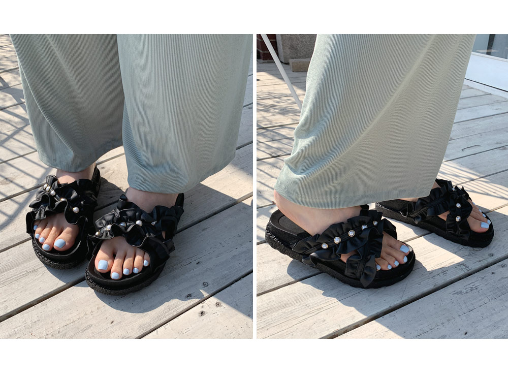 パールフリルクロスサンダル・全2色 | DHOLIC PLUS | 詳細画像5