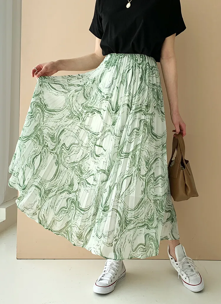 マーブリングプリーツスカート・全3色 | DHOLIC | 詳細画像1