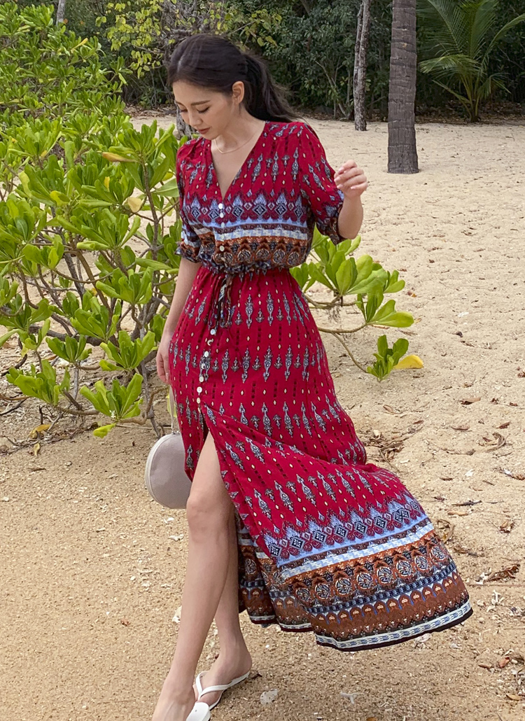 エスニック柄ロングワンピース レディースファッション通販 Dholic