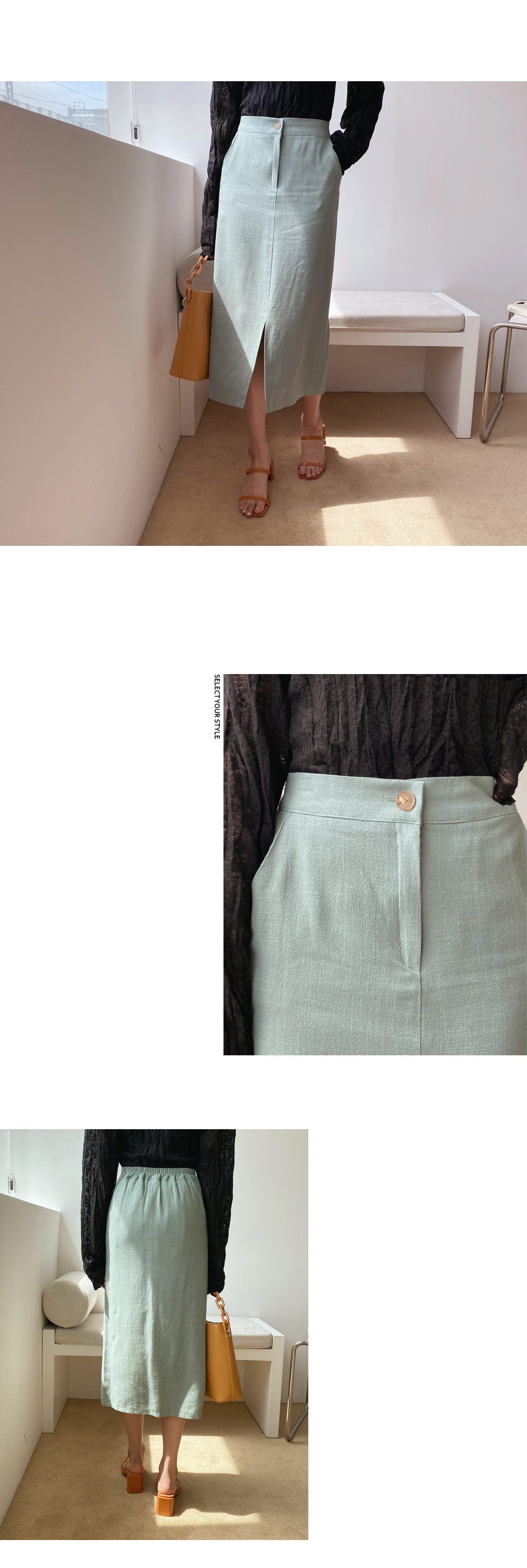 リネン混スリットスカート・全4色 | DHOLIC | 詳細画像2