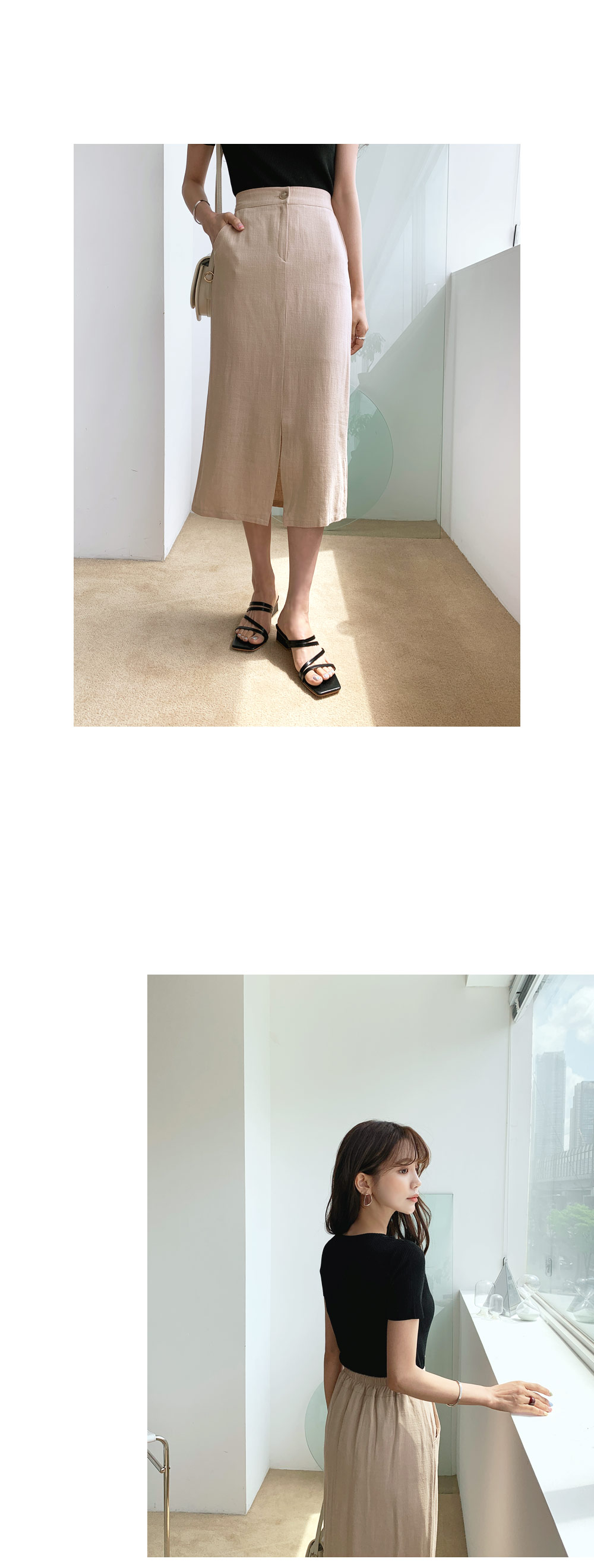 リネン混スリットスカート・全4色 | DHOLIC | 詳細画像10
