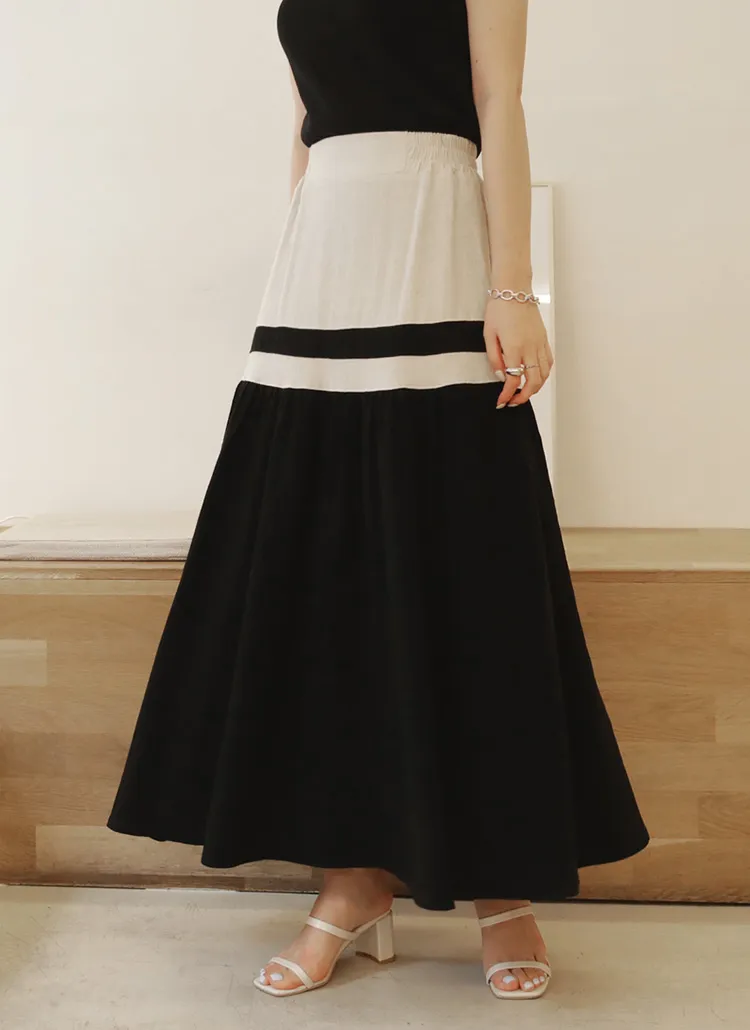 バイカラーフレアスカート・全2色 | DHOLIC PLUS | 詳細画像1