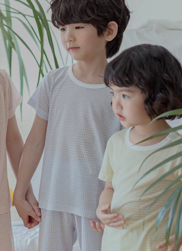 クールタッチチェックパジャマSET(ブルー) | 詳細画像1