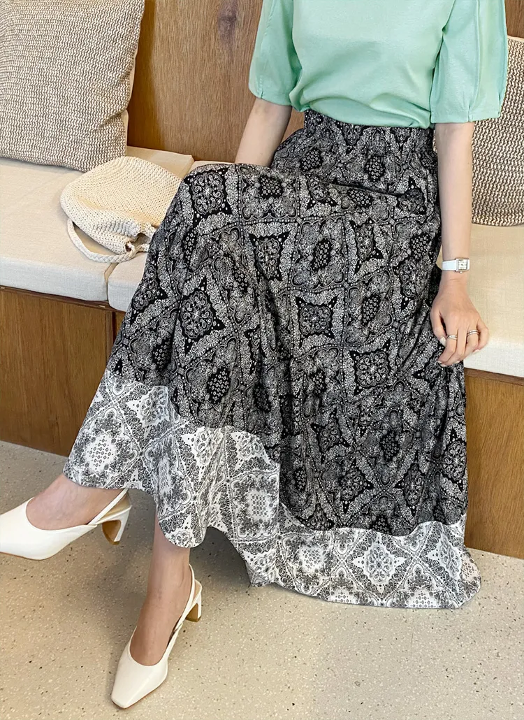 ペイズリーロングスカート・全2色 | DHOLIC PLUS | 詳細画像1
