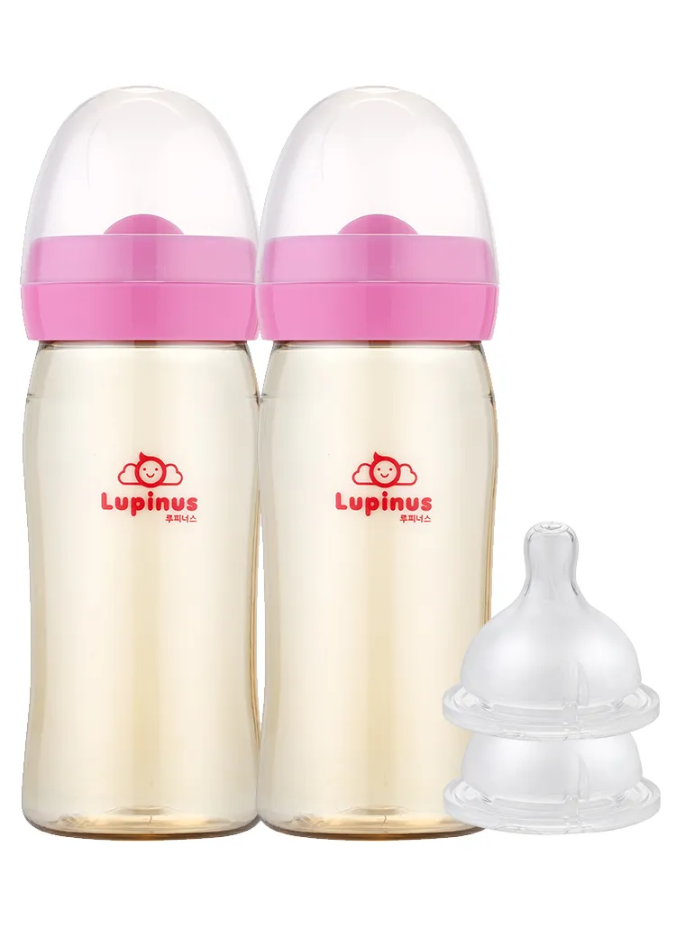 ツイン哺乳瓶＆ニプル4穴(2個)SET(ピンク) | 詳細画像1