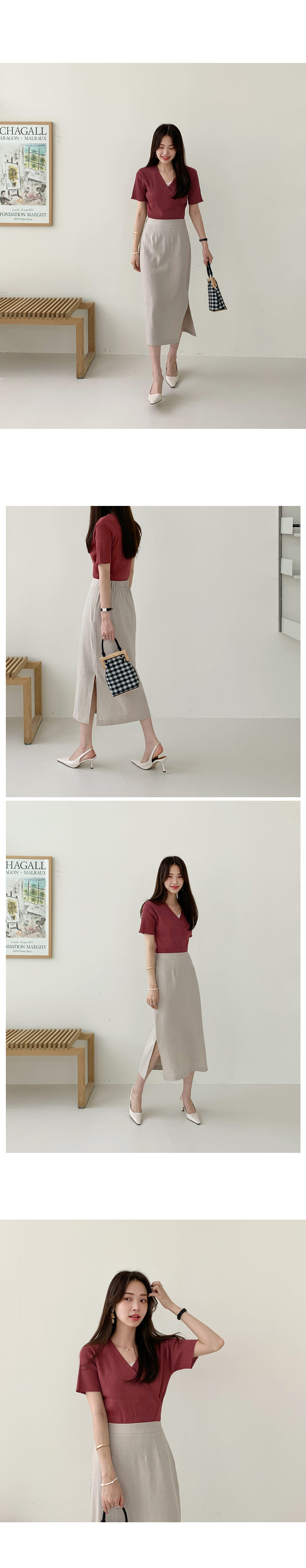 リネン混スリットスカート・全6色 | DHOLIC PLUS | 詳細画像3