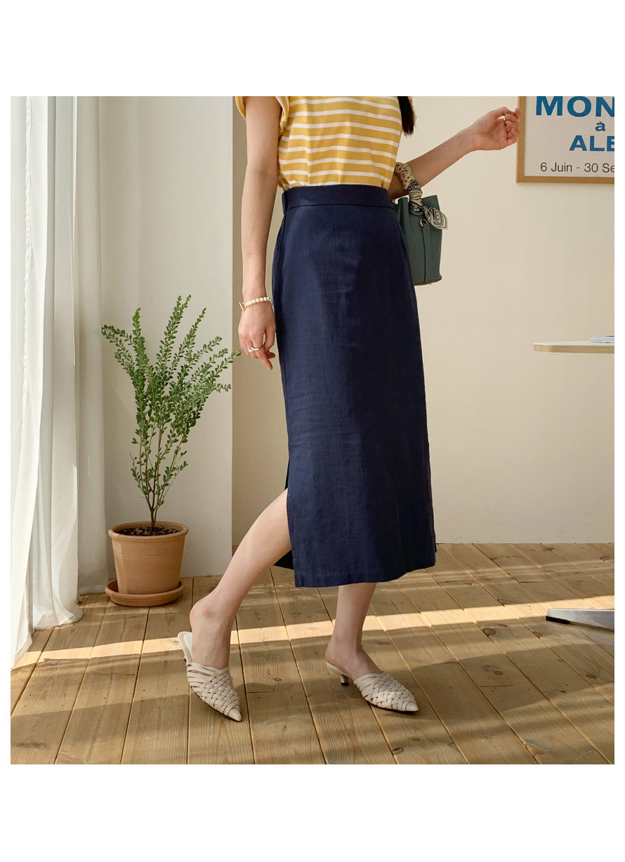 リネン混スリットスカート・全6色 | DHOLIC PLUS | 詳細画像12