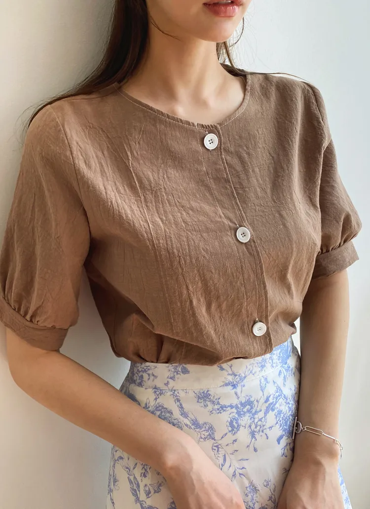 ステッチボタンブラウス・全4色 | DHOLIC PLUS | 詳細画像1