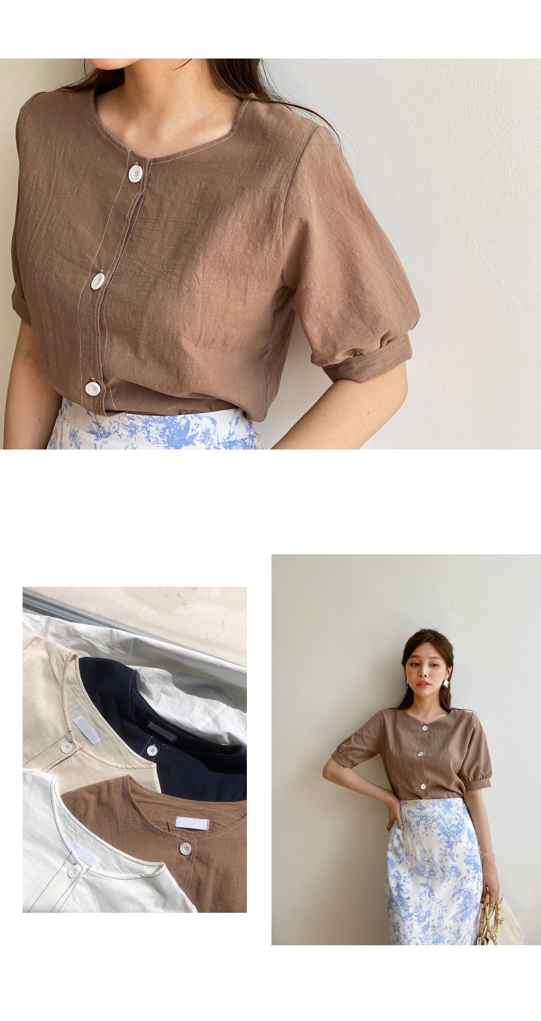 ステッチボタンブラウス・全4色 | DHOLIC PLUS | 詳細画像4