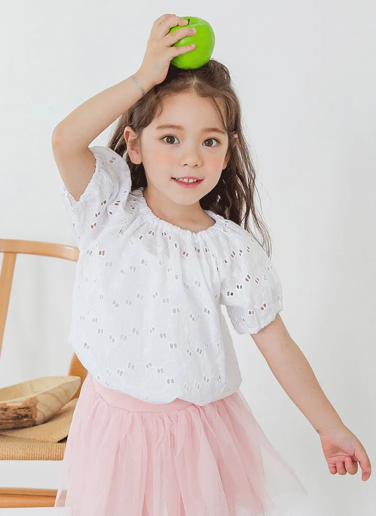 ギャザーネックパンチングTシャツ | 詳細画像1