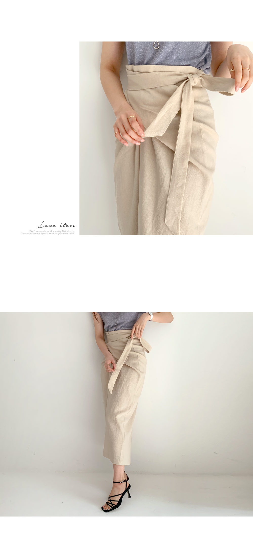 リネン混ラップスカート・全3色 | DHOLIC | 詳細画像6