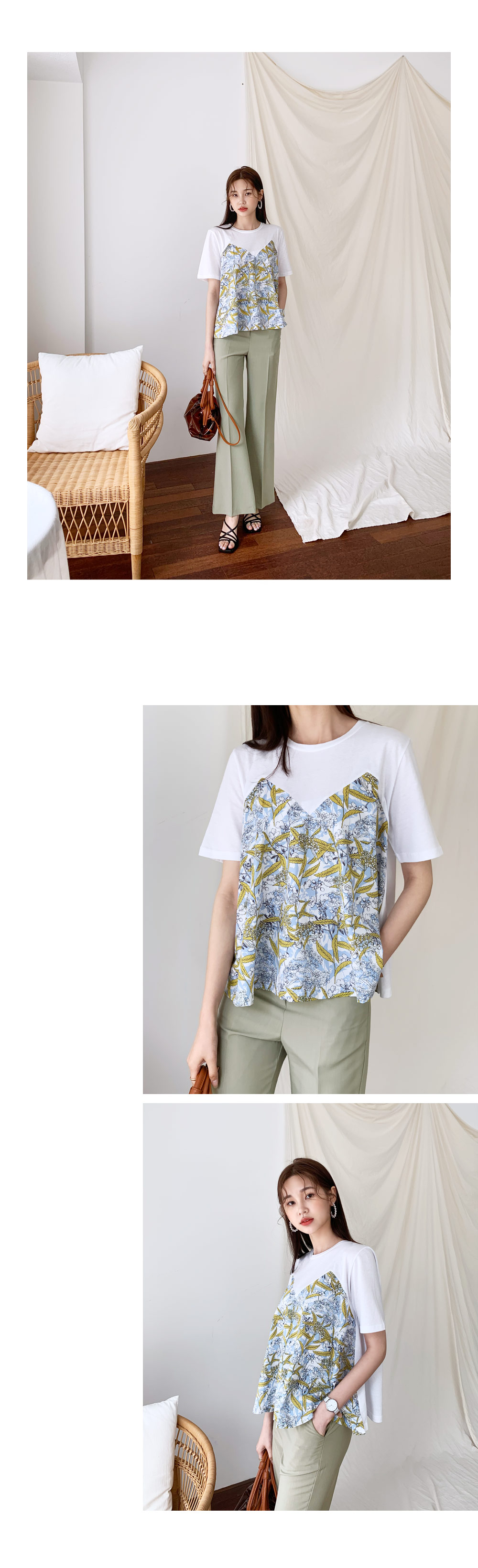 パターンコントラストフレアTシャツ・全2色 | DHOLIC | 詳細画像2