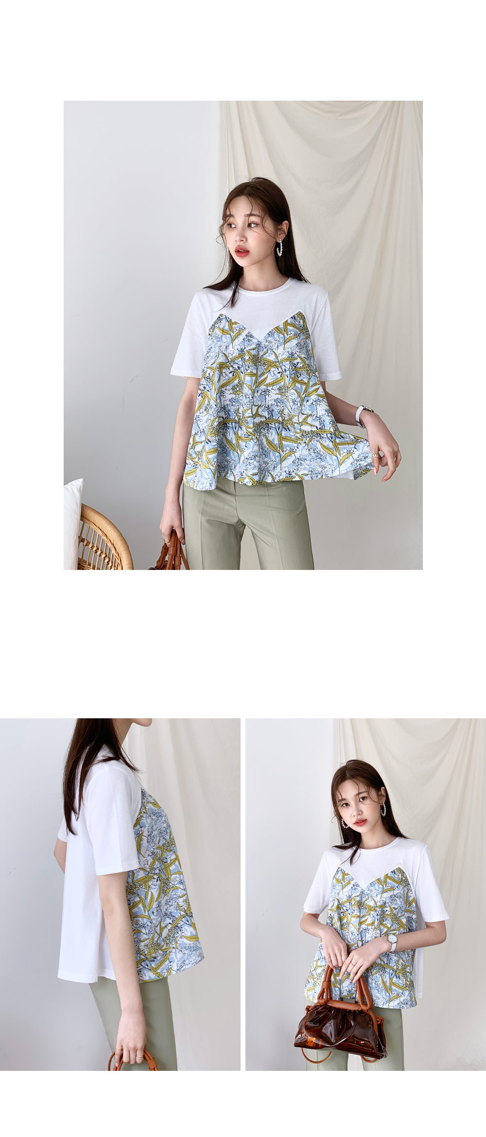 パターンコントラストフレアTシャツ・全2色 | DHOLIC | 詳細画像3