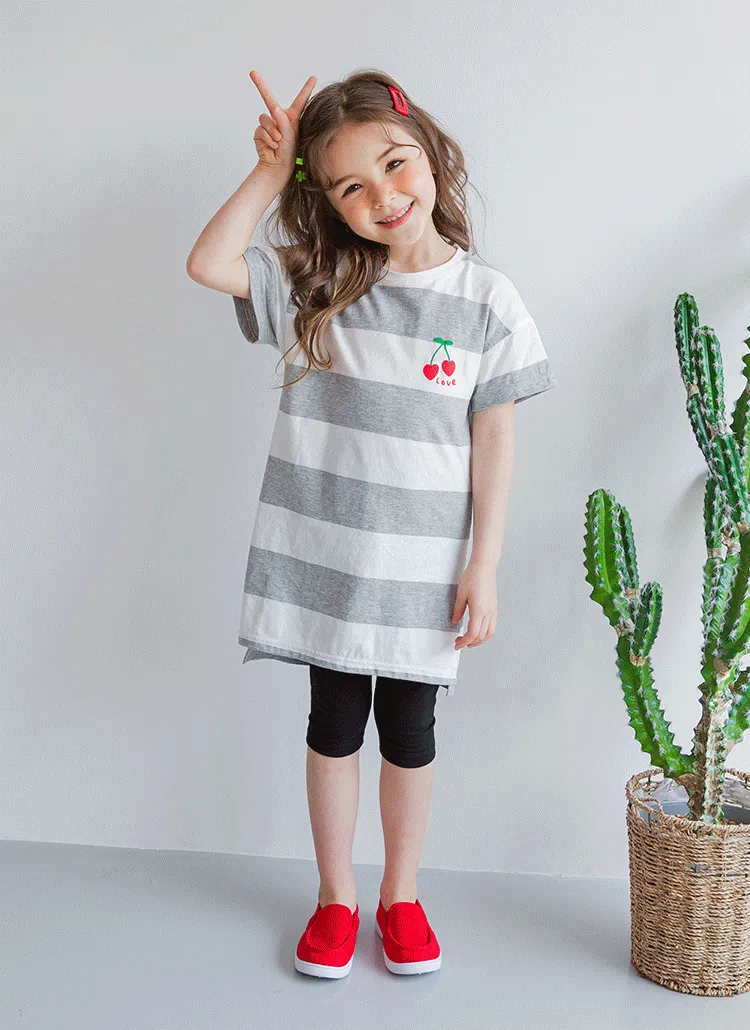 チェリーボーダーTシャツ&レギンスSET(グレー) | 詳細画像1