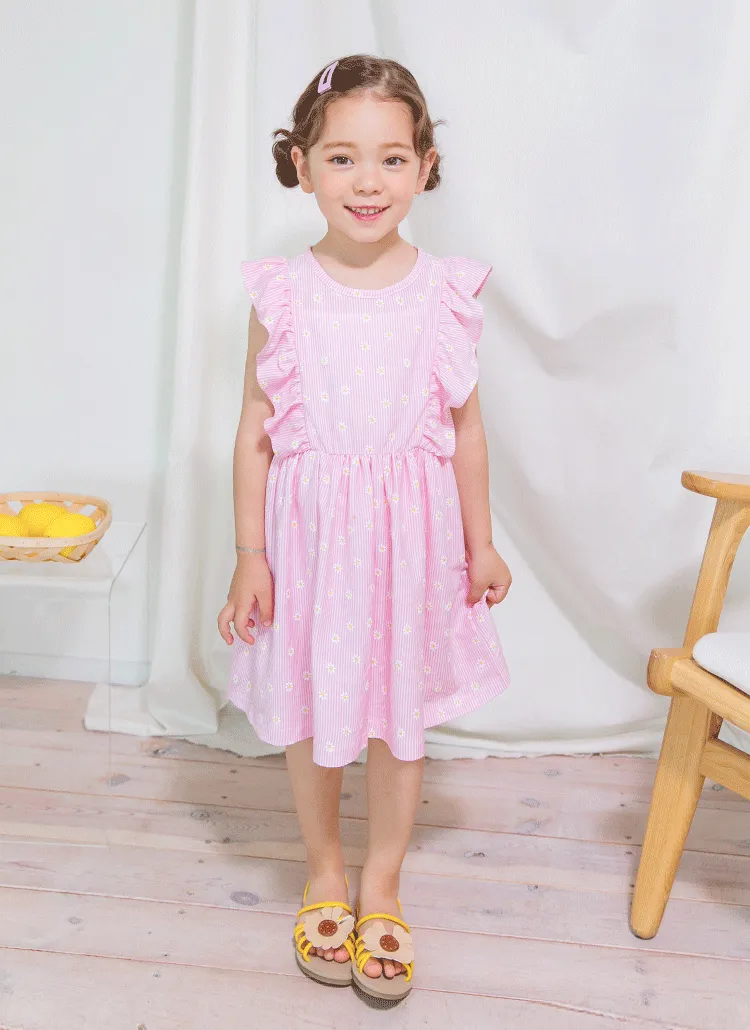 花柄ストライプフリルワンピース(ピンク) | 詳細画像1