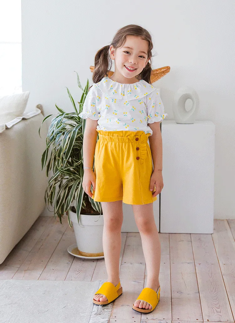 チェリー柄Tシャツ&パンツSET(イエロー/マスタード) | 詳細画像1