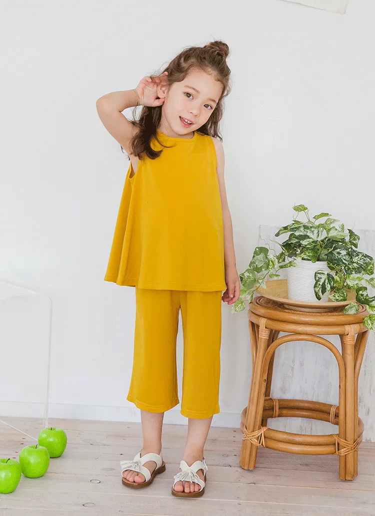 フレアスリーブレス&パンツSET(マスタード) | 詳細画像1