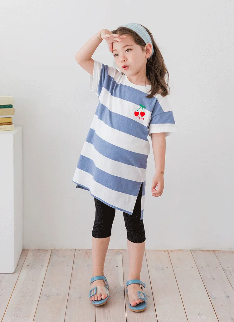 チェリーボーダーTシャツ&レギンスSET(ブルー) | 詳細画像1