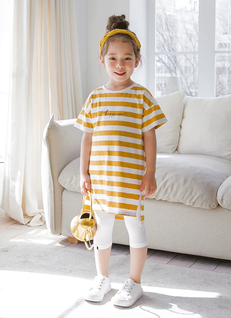 英字ボーダーT&レギンスSET(マスタード) | 詳細画像1