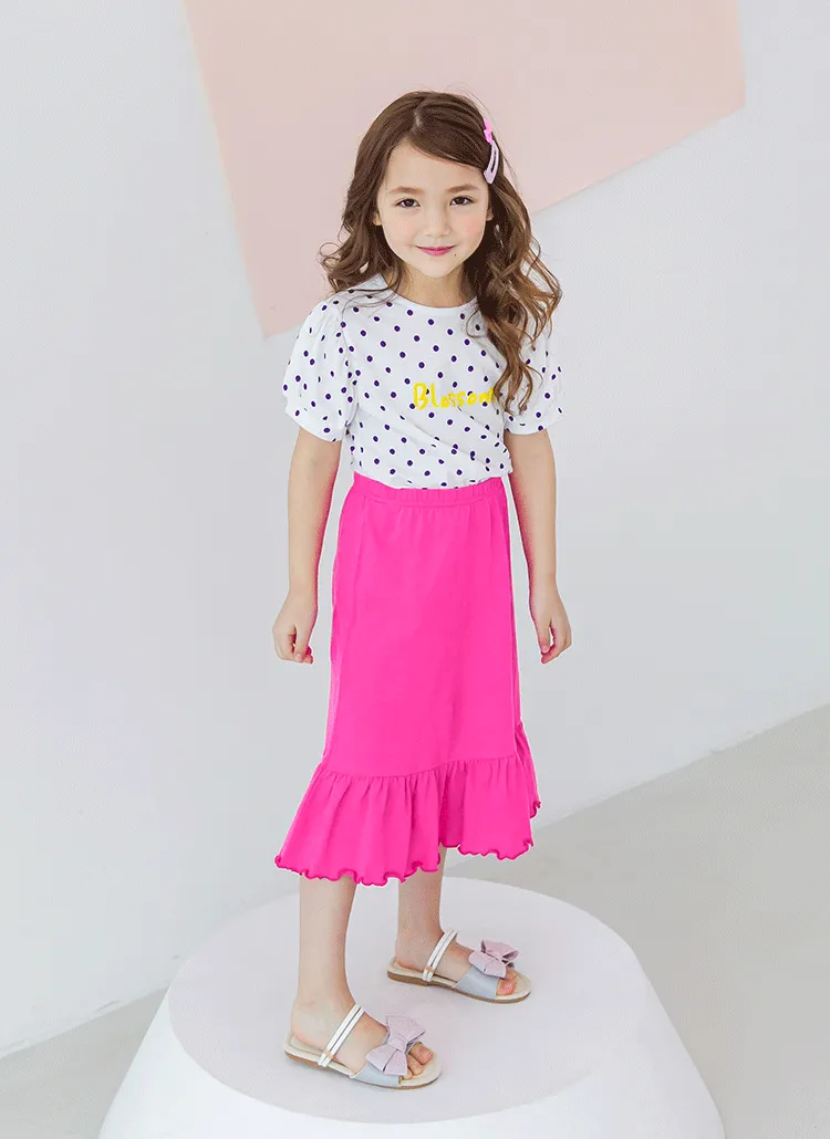 ドットTシャツ&ロングスカートSET(パープルピンク) | 詳細画像1