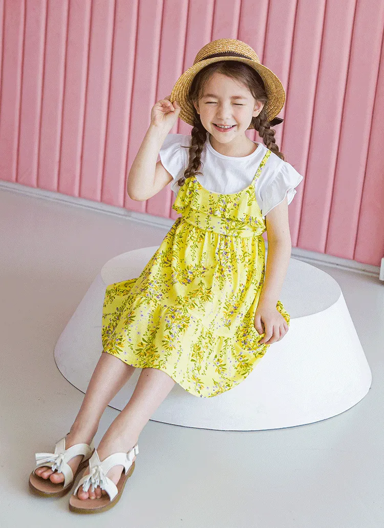 フレアスリーブドッキングワンピース(イエロー) | 詳細画像1