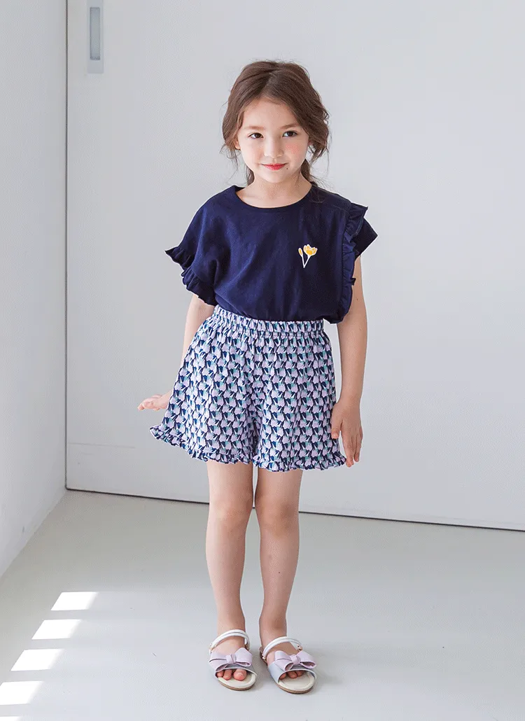 フラワーフリルパンツSET(ネイビー) | 詳細画像1