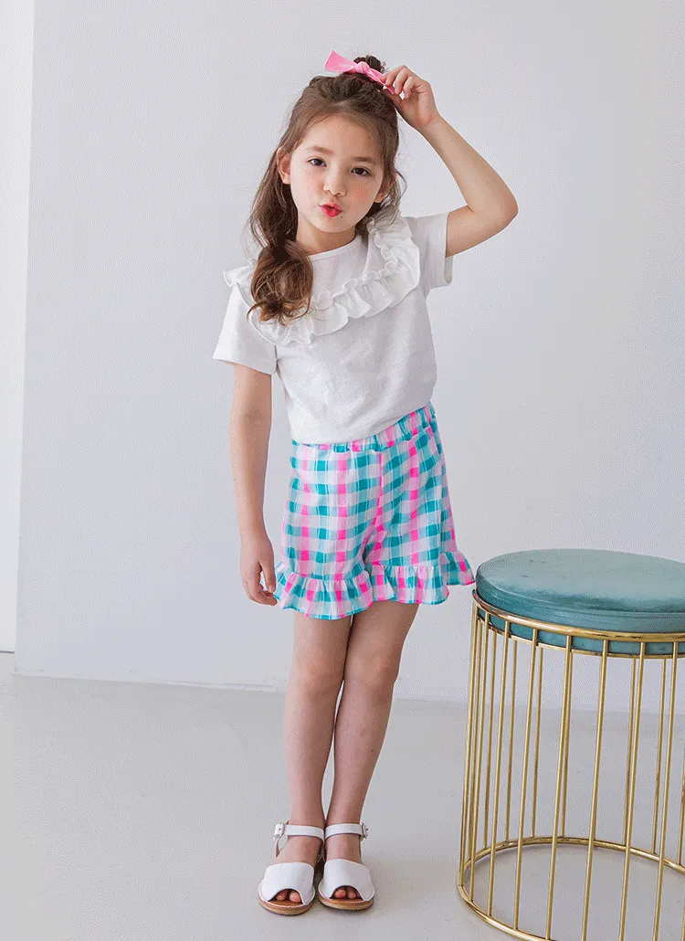 フリルチェックパンツSET(ホワイトグリーン) | 詳細画像1