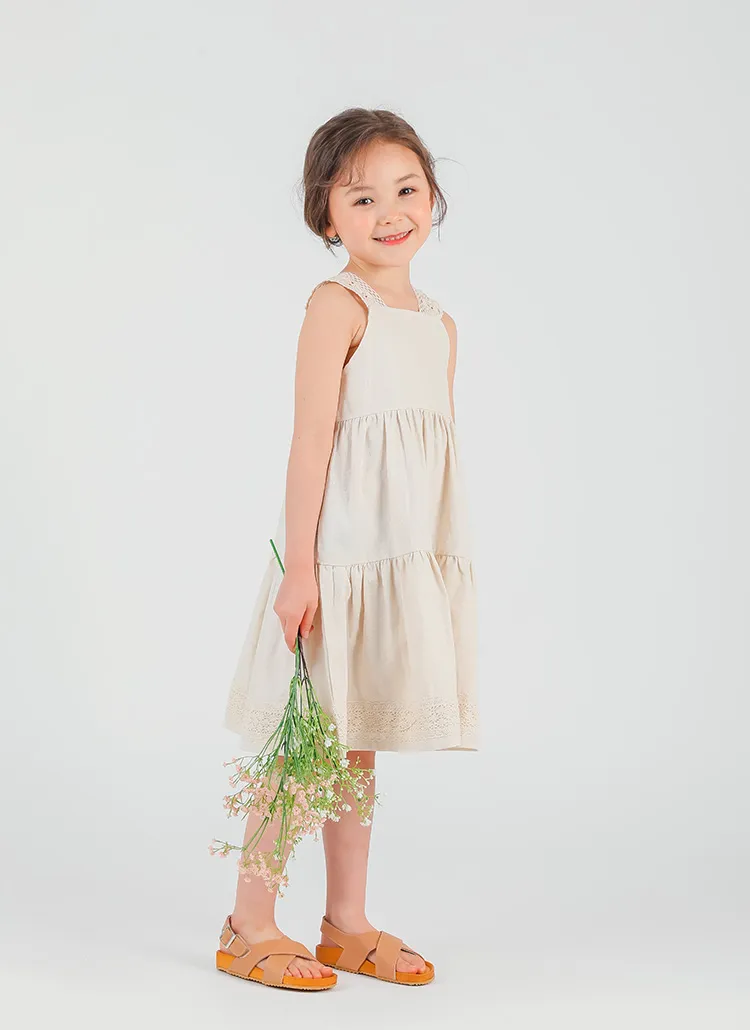 リネン混レースティアードワンピース | 詳細画像1