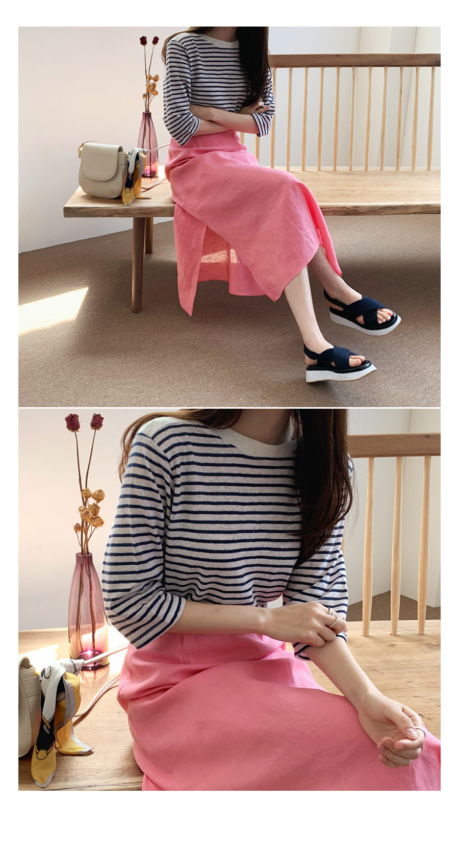 リネンスリットフレアスカート・全3色 | DHOLIC PLUS | 詳細画像3