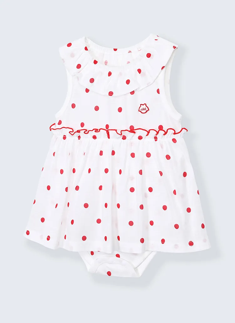 ドット柄ワンピース風ロンパース | 詳細画像1