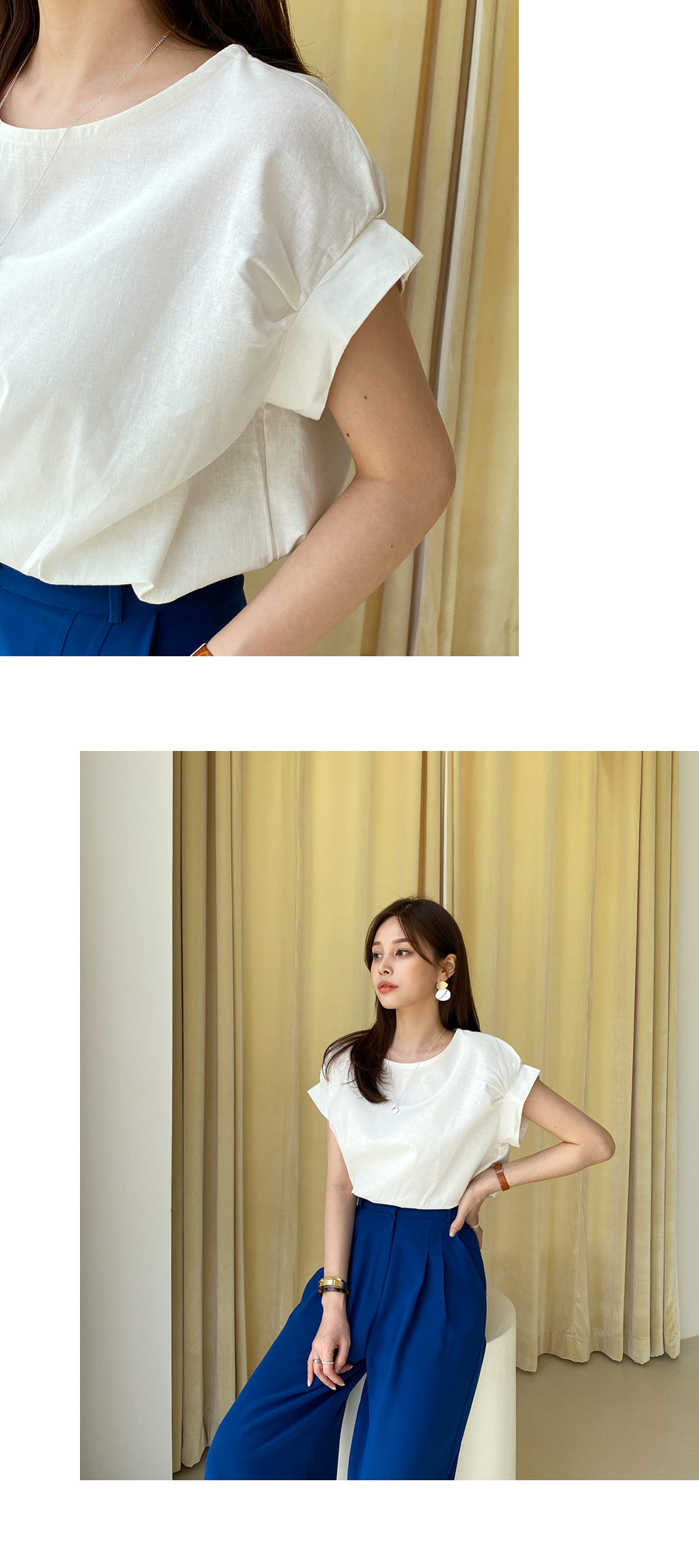 リネン混タックスリーブブラウス・全4色 | DHOLIC PLUS | 詳細画像3