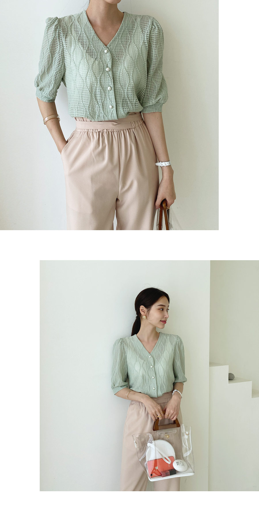 パールボタンレースブラウス・全3色 | DHOLIC PLUS | 詳細画像3