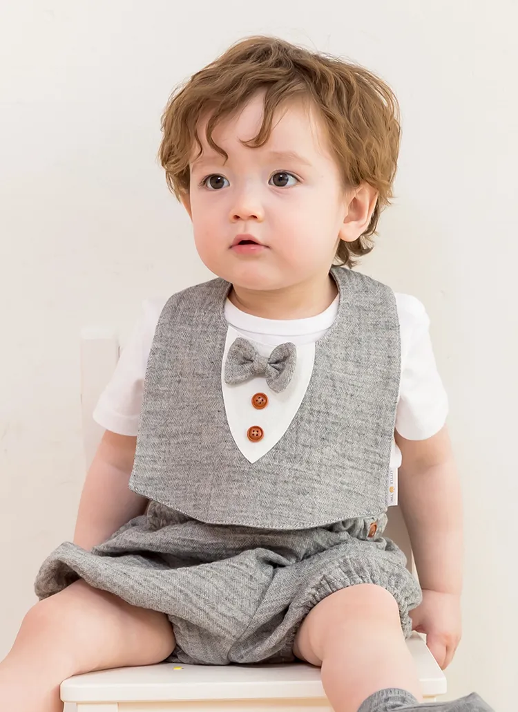 リボンボタンポイントスタイ(グレー) | 詳細画像1