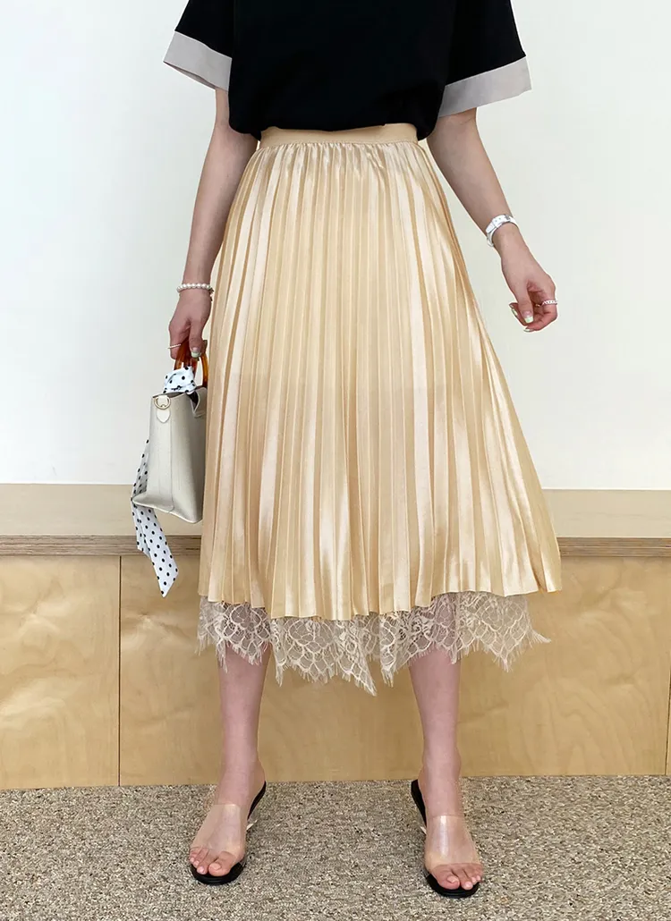 レースプリーツリバーシブルスカート・全4色 | DHOLIC PLUS | 詳細画像1