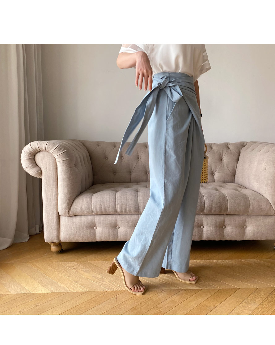 リネン混ラップパンツ・全2色 | DHOLIC PLUS | 詳細画像2