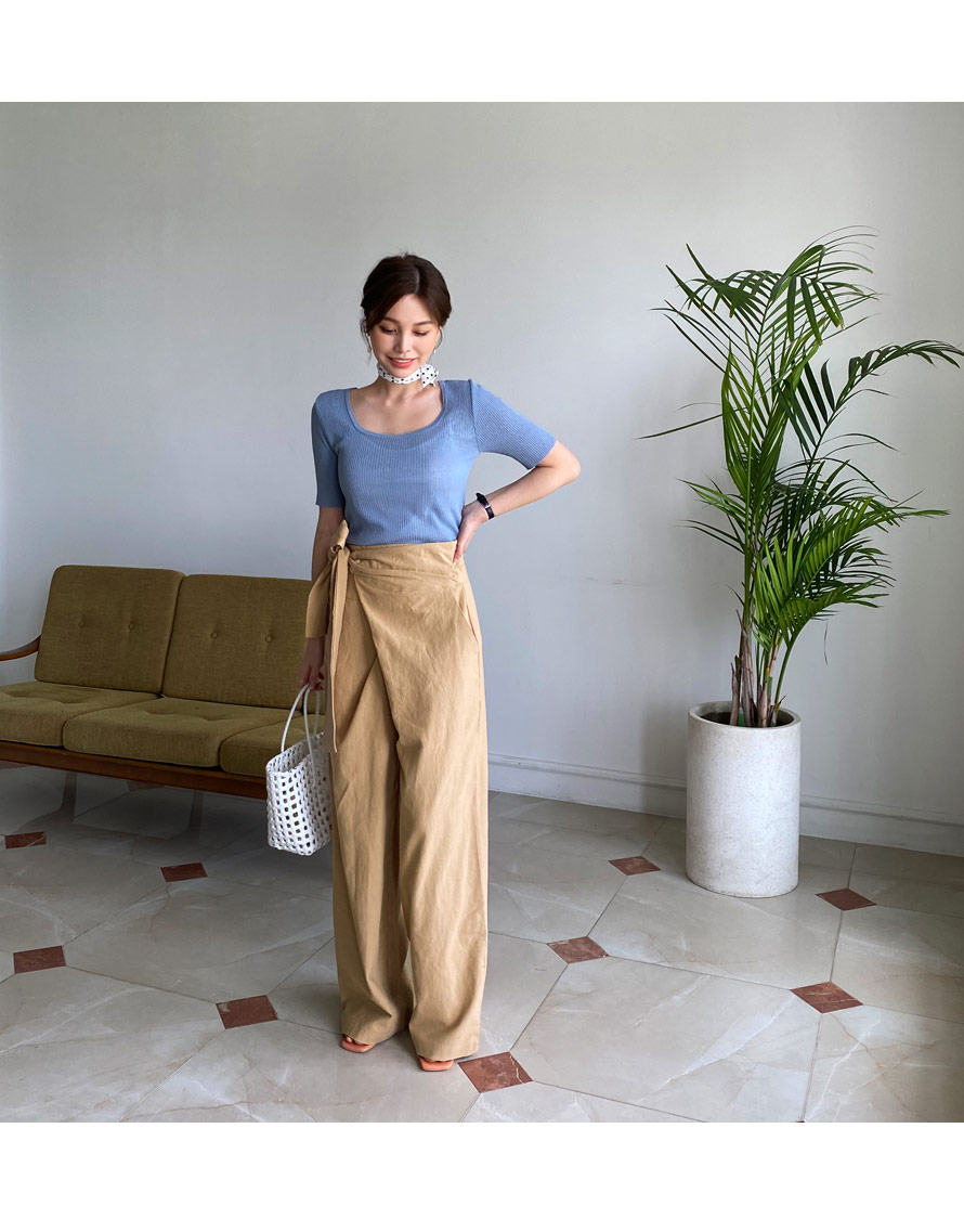 リネン混ラップパンツ・全2色 | DHOLIC PLUS | 詳細画像17