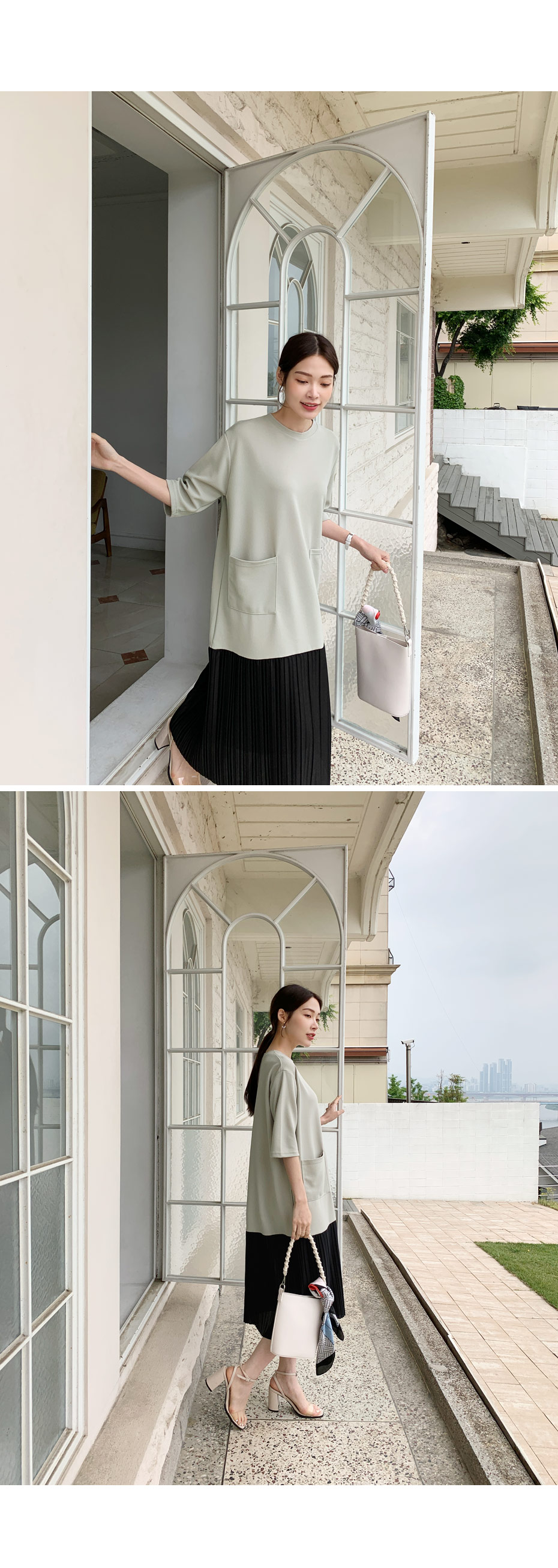 プリーツヘム配色ワンピース・全3色 | DHOLIC PLUS | 詳細画像2