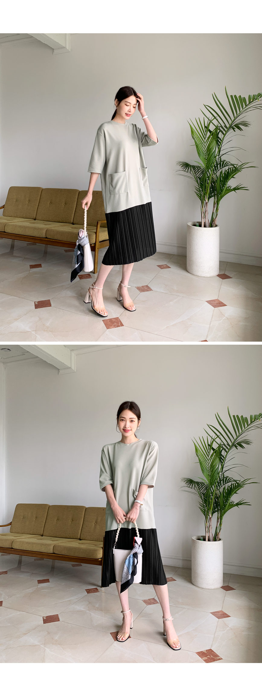 プリーツヘム配色ワンピース・全3色 | DHOLIC PLUS | 詳細画像7