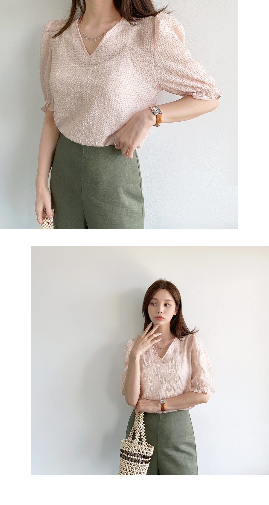 Vネックテクスチャーブラウス・全4色 | DHOLIC PLUS | 詳細画像12