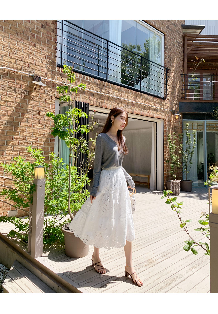 アイレットレースロングスカート・全3色 | DHOLIC PLUS | 詳細画像3