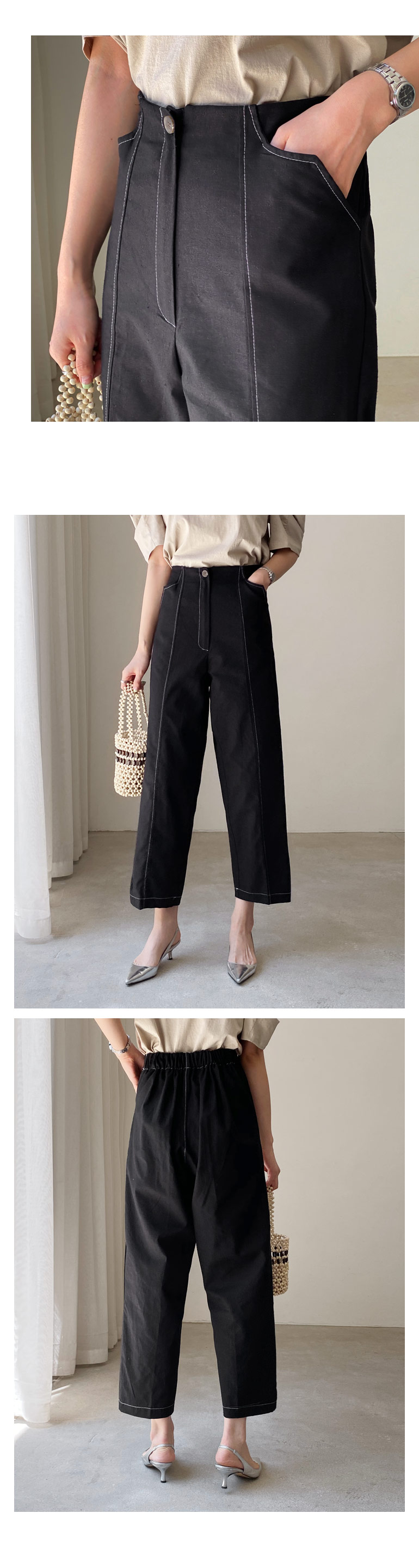 リネン混ステッチパンツ・全2色 | DHOLIC PLUS | 詳細画像2