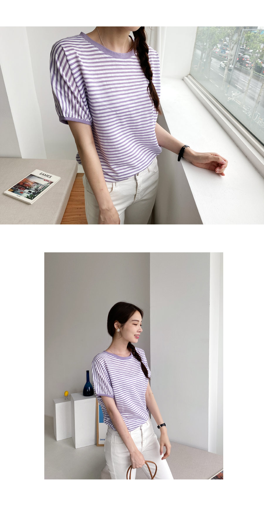 パフスリーブボーダーTシャツ・全4色 | DHOLIC PLUS | 詳細画像8