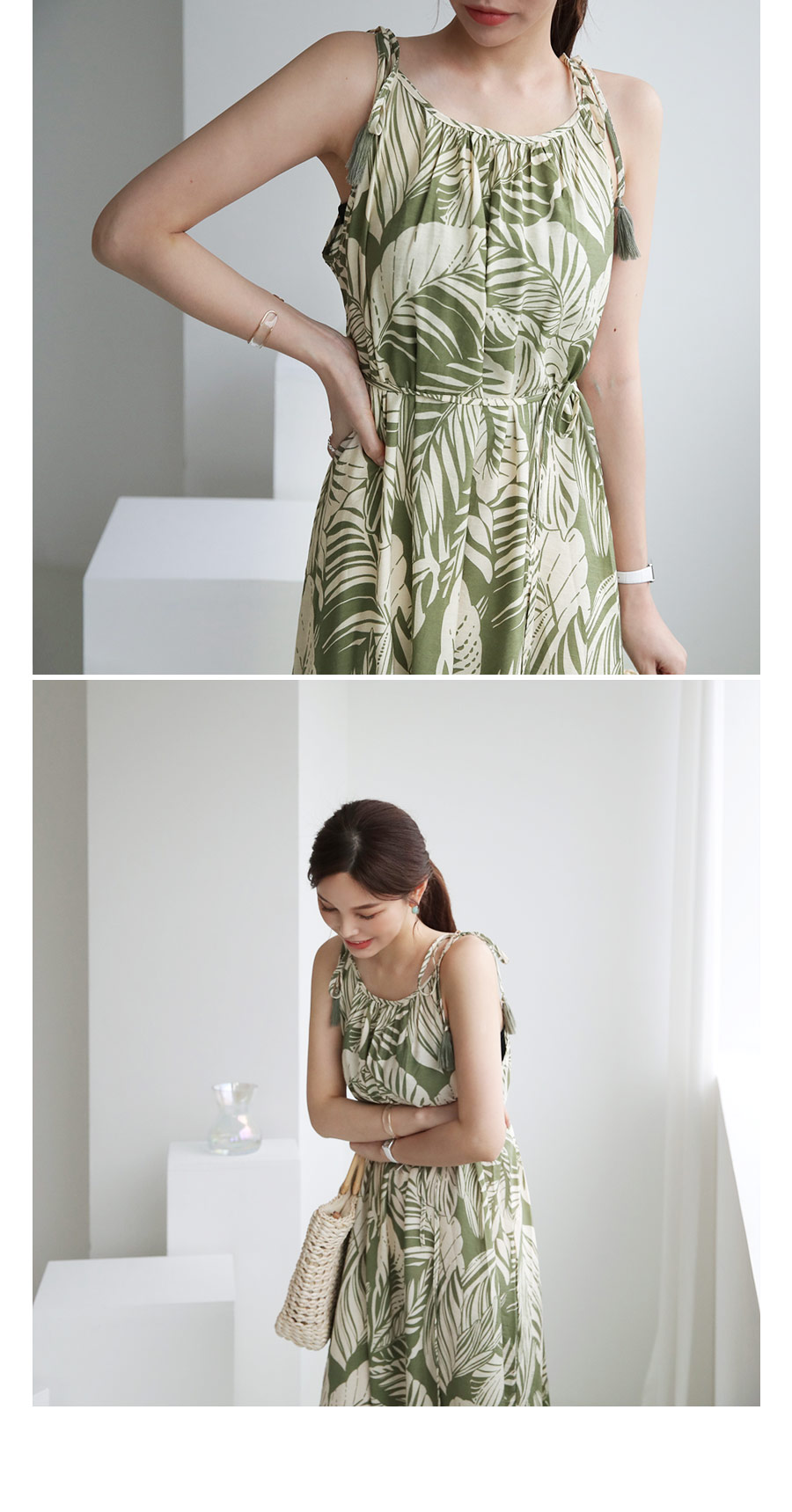 ストラップ付リーフパターンワンピース・全3色 | DHOLIC PLUS | 詳細画像12