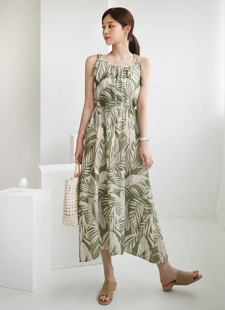 ストラップ付リーフパターンワンピース・全3色 | DHOLIC PLUS | 詳細画像1