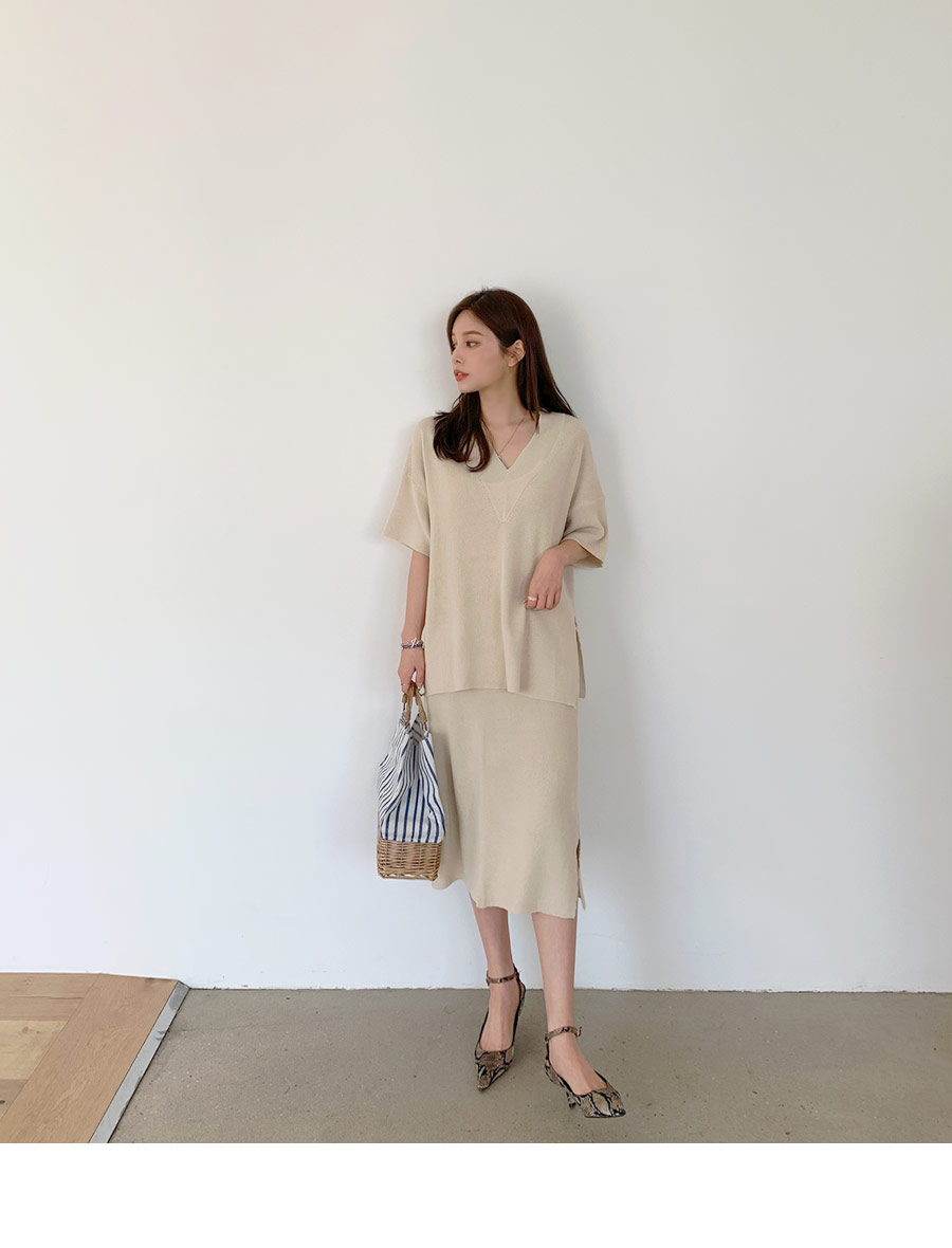 Vネックニット&スカートSET・全3色 | DHOLIC PLUS | 詳細画像12