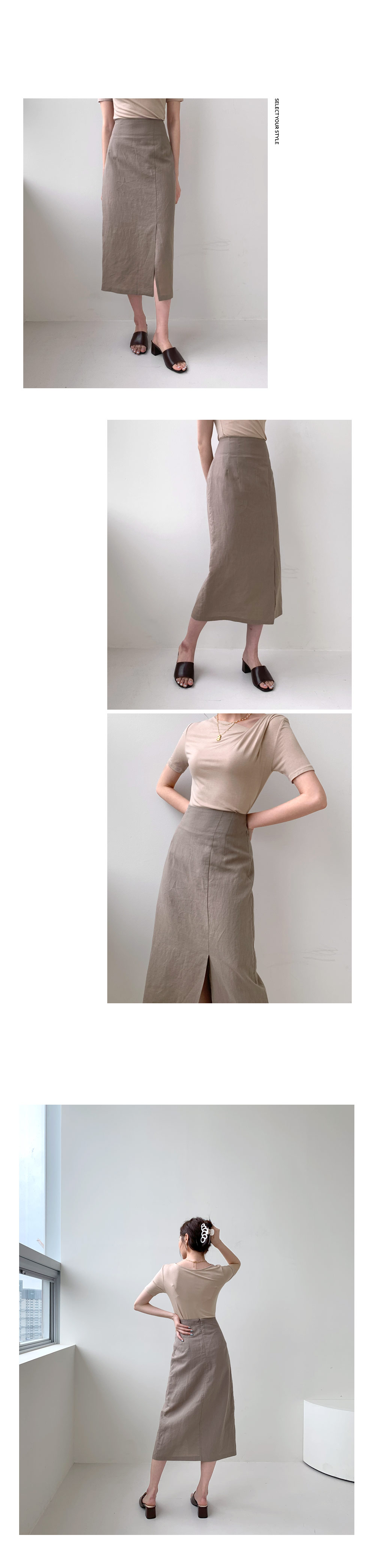 リネン混Hラインスカート・全3色 | DHOLIC | 詳細画像2